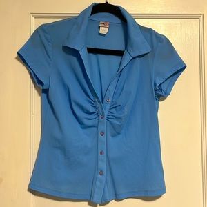 Super cute top!  Medium. Light blue.